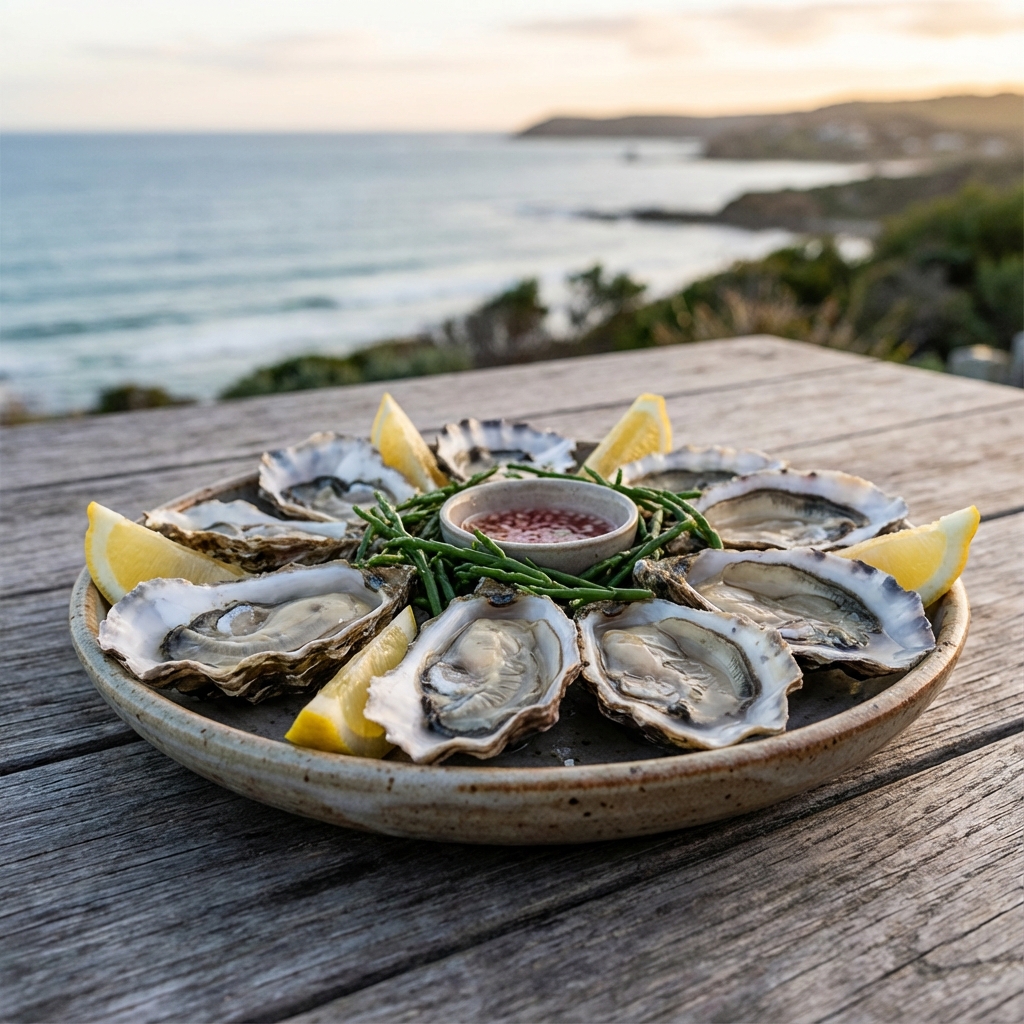 Plateau d'huîtres fraîches en bord de mer